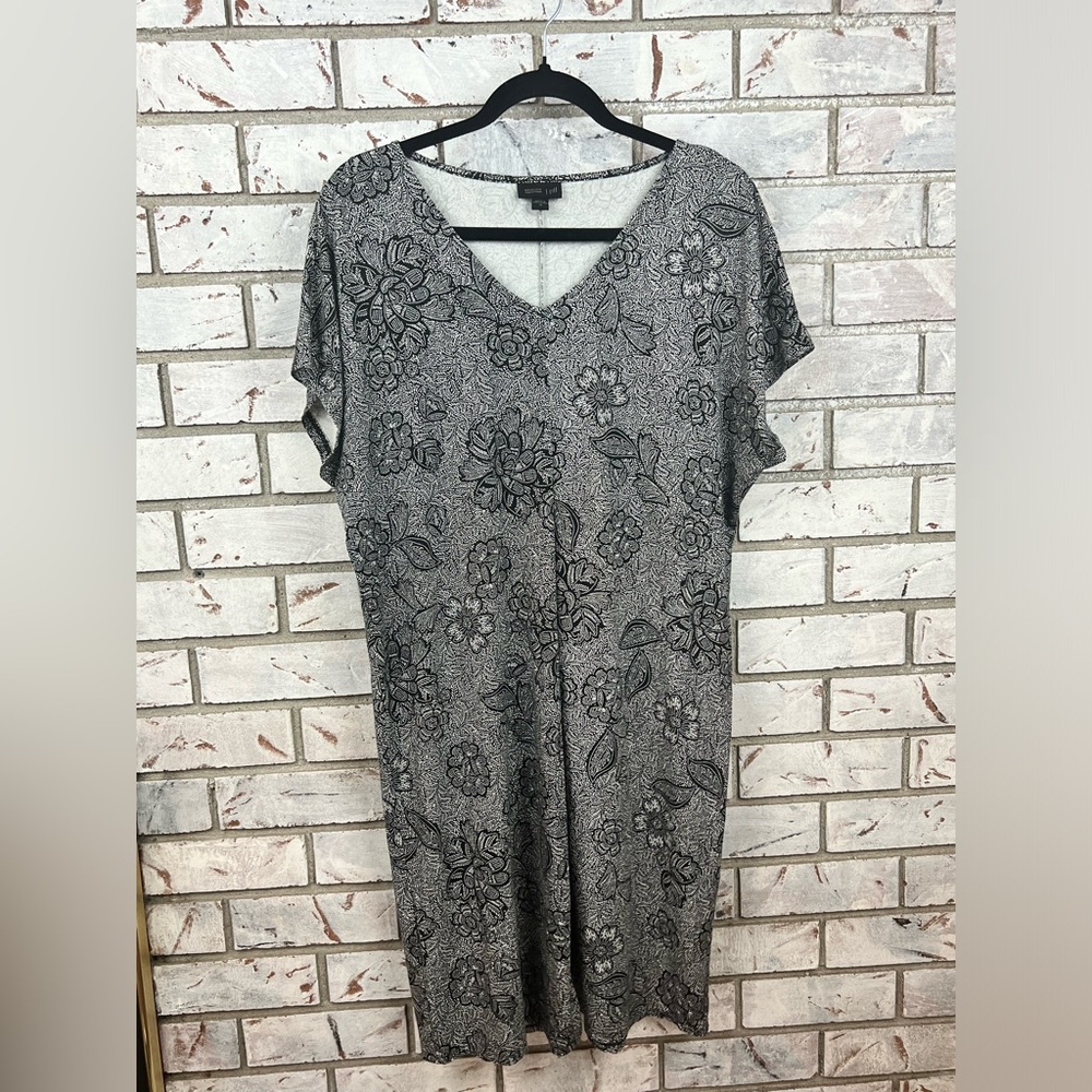 Talbots | Black & White Floral Dress